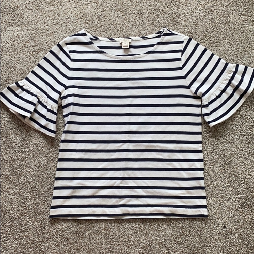 Striped j crew bell sleeve top
